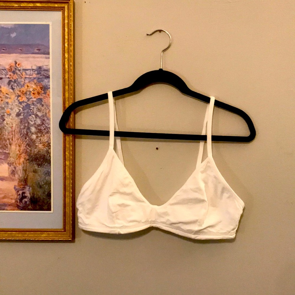 Everlane White “The Cotton Bralette” Bra size XL (Like New!)
